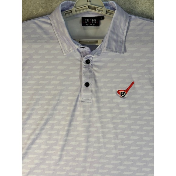 Three Stars Golf Polo Shirt Athletic Fit Golf Activewear Lightweight L USA Made - Picture 7 of 11